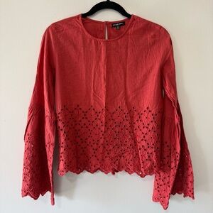 Style Envy Red Eyelet Women's Blouse